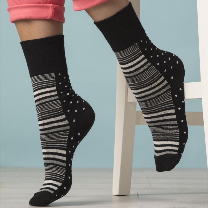 Produktbild Gentle Grip 6er Pack Baumwolle Socken Ohne Gummi Bunt | Ödem Socken Muster (6er Pack, 37 - 42)