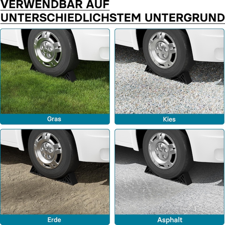 Produktbild Wiltec Unterlegkeile inkl. Halterung 1,6t 2x Bremskeil PKW-Anhänger Hemmschuhe