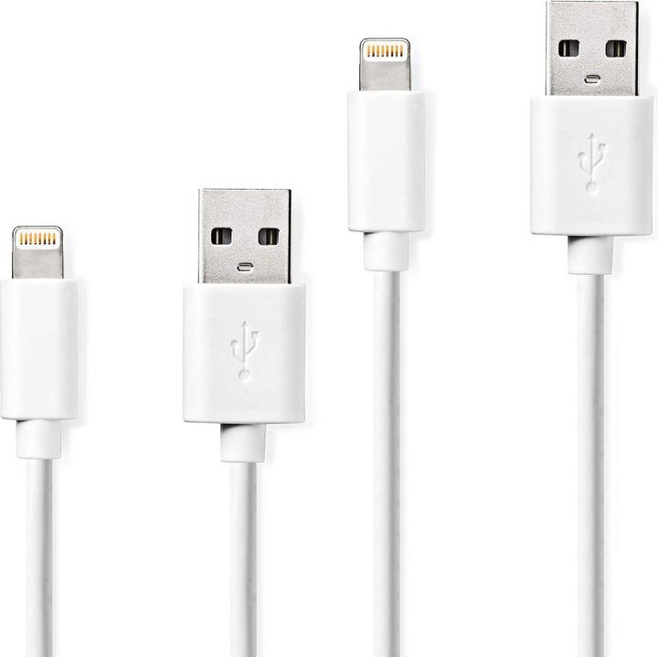 Produktbild Nedis 2er-Set Lightning — USB-A (1 m, USB 2.0, 12 W)