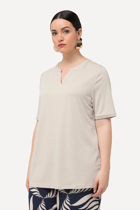 Actual product image Ulla Popken Split Neck Short Sleeve T-Shirt (42, 44)