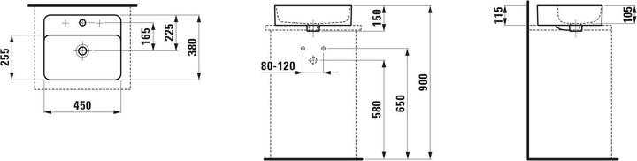 Produktbild Laufen VAL Waschtisch-Schale, 1 Hahnloch, mit Überlauf, 450x380mm, H812280 (450 mm, 380 mm)