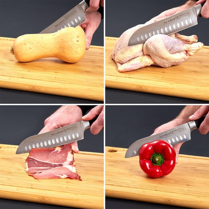 Image du produit KLAMER Santoku Damastmesser 18 cm Kochmesser (18 cm)