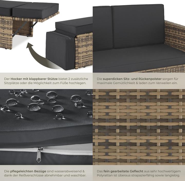 Image du produit tectake Canapé en rotin Corfu, variante 2