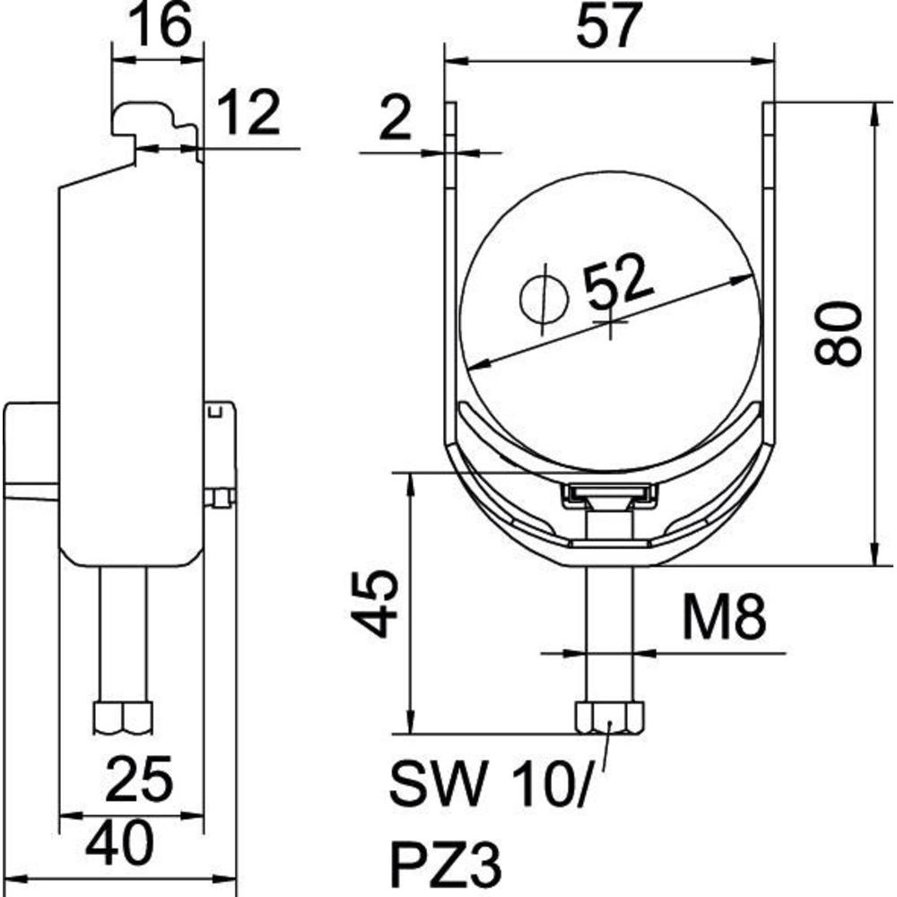 Thumbnail - OBO Bettermann, Kabelhalter, BS-N1-K-52 FT Bügelschelle 2056 46-52mm tauchfeuerverzinkt 1187244