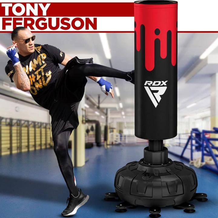 Produktbild Rdx Freistehender Boxsack F9 Rot/Schwarz - 183 cm + Boxhandschuhe F9 Rot/Schwarz (180 cm)