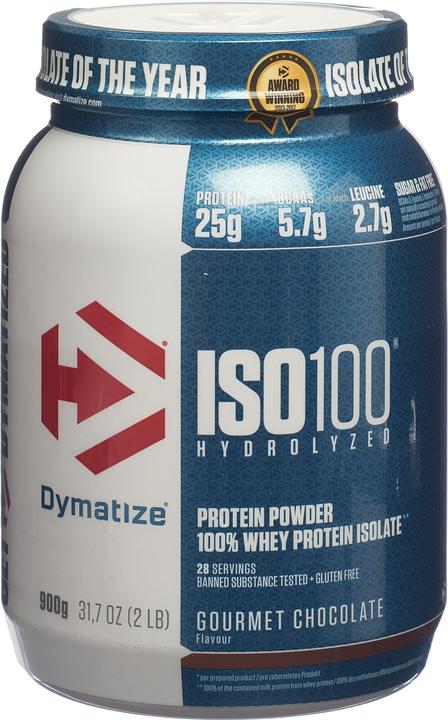 Actual product image Dymatize Iso 100 (Gourmet Chocolate, 1 pcs., 900 g)