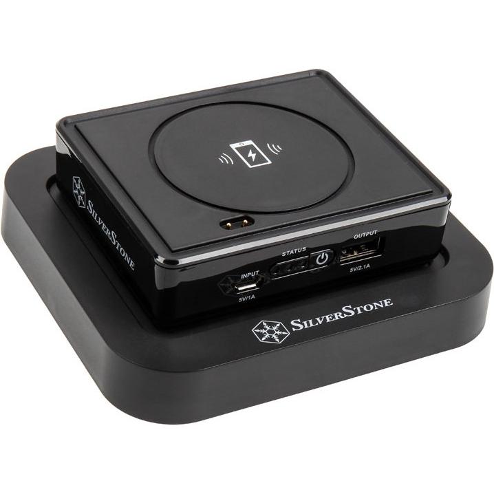 Silverstone SST-QIB052-D Qi Lader mit Docking Station - schwarz (5200 W), Wireless Charger, Schwarz
