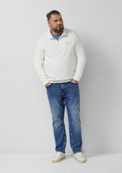 Produktbild s.Oliver Sweatshirt Sweatshirt mit Troyer-Kragen und Logo-Patch (5XL, XXL)