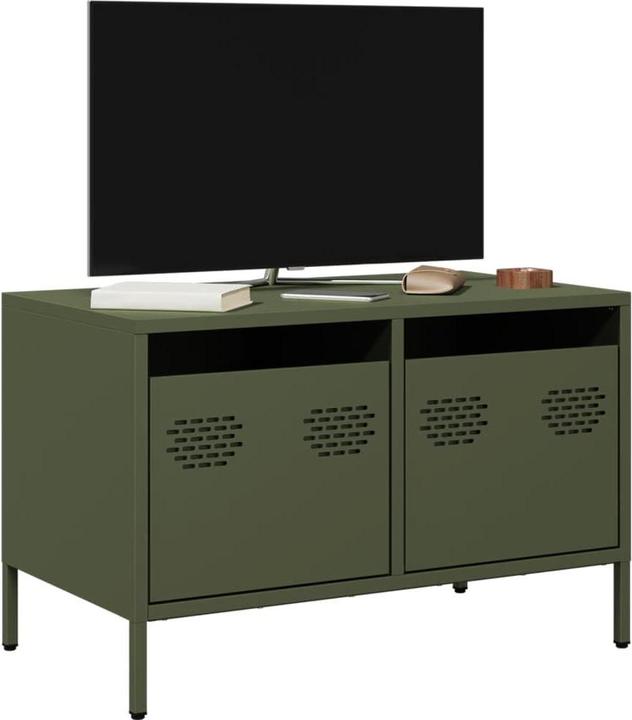 Produktbild vidaXL TV Schrank Fernsehtisch Fernsehschrank Lowboard TV Möbel Olivgrün Stahl