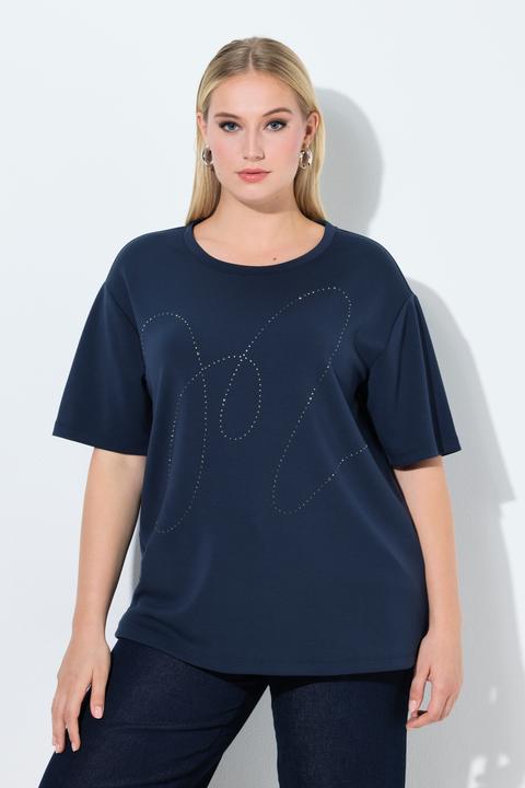 Produktbild Ulla Popken Sweatshirt, Ziersteine, Rundhals, Halbarm, Modalmix (54)