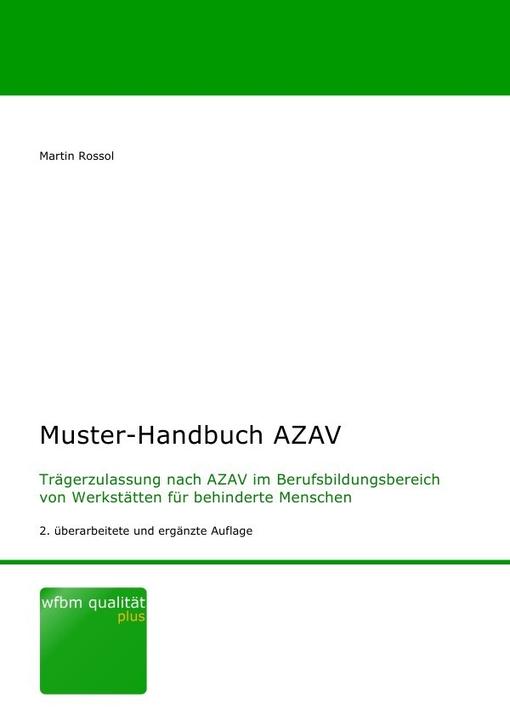 Produktbild Rossol:Muster-Handbuch AZAV (Deutsch, Martin Rossol, 2012)