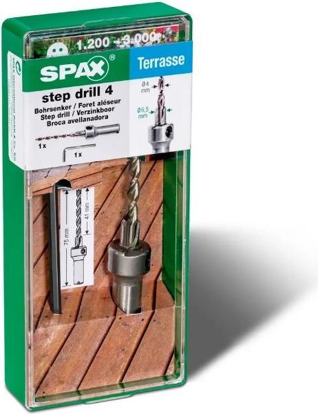Produktbild Spax 1x Holzbohrer 4mm, 1x Senker 6,5mm, 1x Innensechskant- schlüssel, Bohrerlänge 75mm, Spirallänge (4 mm)