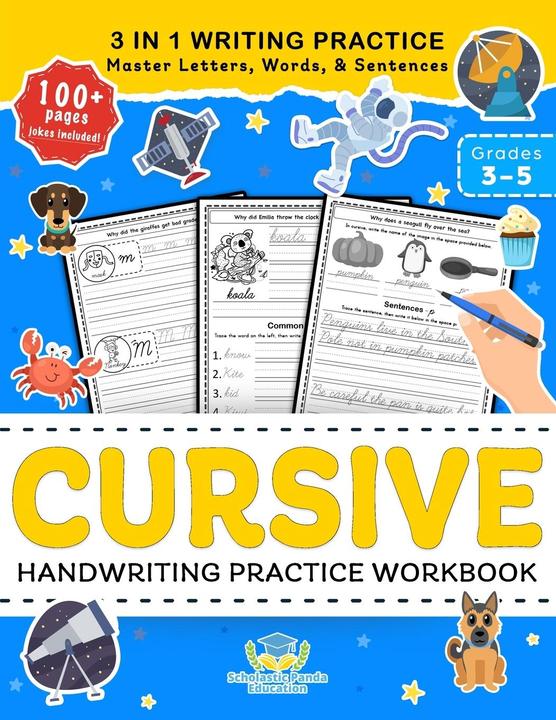 Produktbild Cursive Handwriting Practice Workbook for 3rd 4th 5th Graders (Englisch, Scholastic Panda Education, 2020)