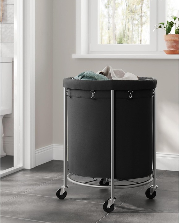 Actual product image Songmics Laundry basket on castors 48 l, black/silver, detail colour (170 l)