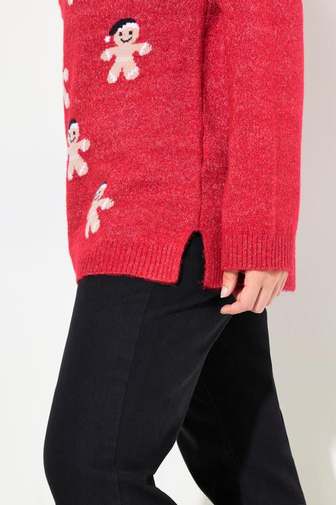 Immagine prodotto Ulla Popken Maglione con omino di pan di zenzero, collo alto e maniche lunghe (54)