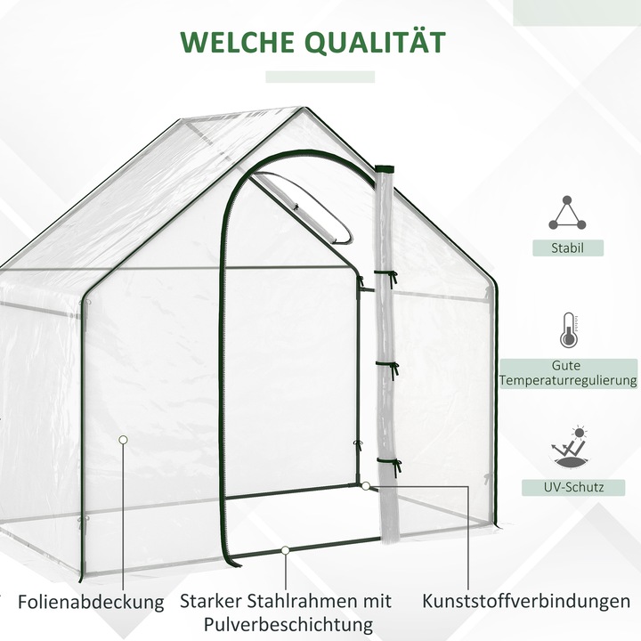 Produktbild Outsunny Foliengewächshaus mit Oberfenster