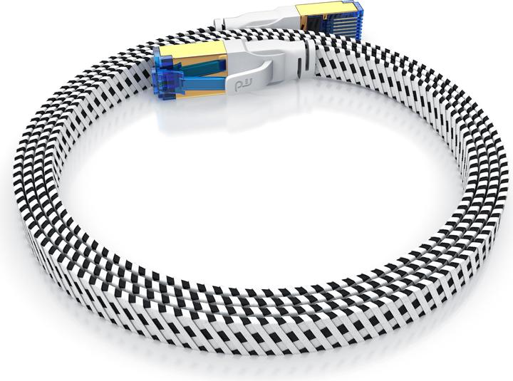 Image du produit Primewire Câble réseau CAT 8 Gaine plate en coton - Câble patch LAN Câble de données - Câble plat - Câble (U/FTP, CAT8.1, 1 m)