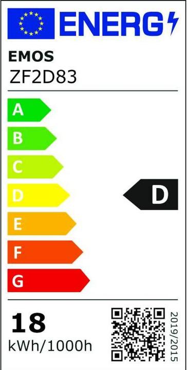 Energy Label Emos LED lamp Filament G125 / E27 / 18 W (150 W) / 2452 lm / Neutral white (E27, 2452 lm, 1x)