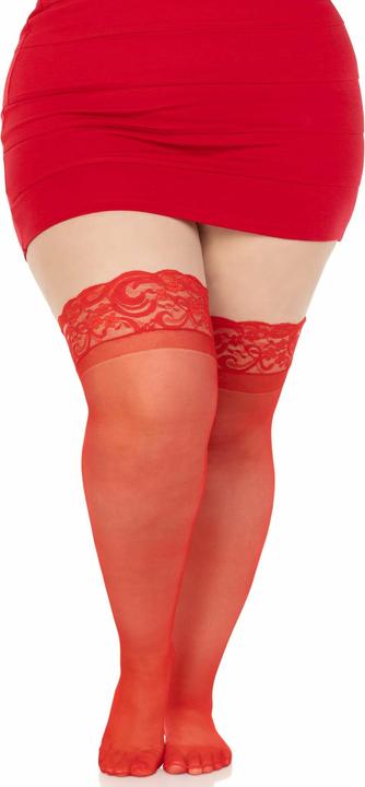 Productafbeelding Leg Avenue Plus Size Transparante Stay Up"S Rood Plus Size (XXL)