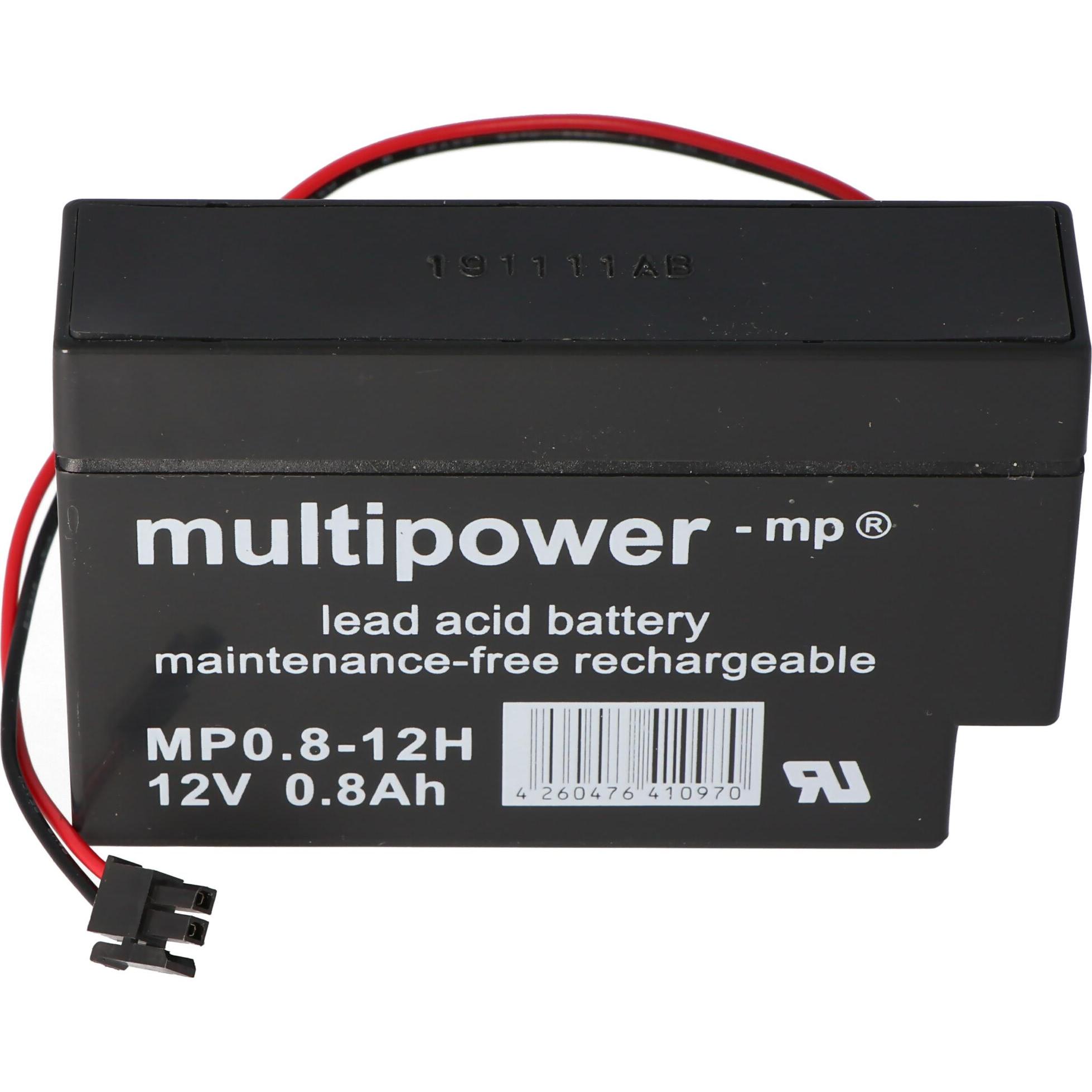 Multipower, Batterieladegerät, Akku MP0.8-12H mit Molex 43025-200 Stecker (12V)