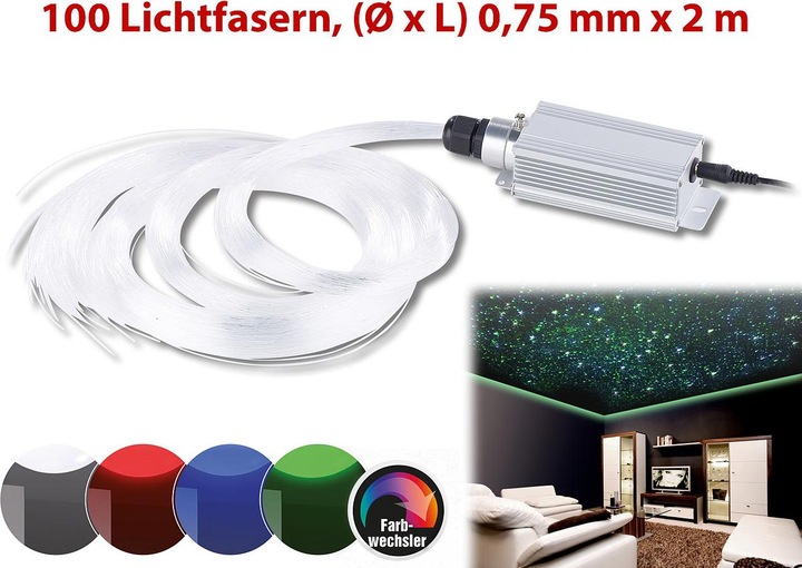 Actual product image Lunartec Fiber optic RGB LED starry sky with remote control and 100 light fibers (LED)
