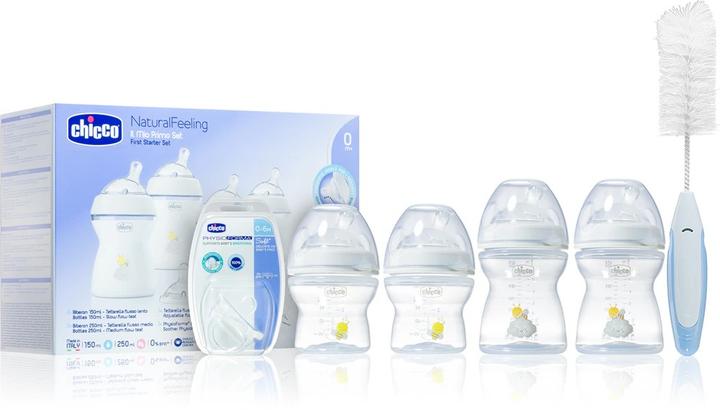 Immagine prodotto Chicco Starter Set NATURAL FEELING 2x150ml 2x250ml 1 tétine 1 Physioforma Soft 1 set di guanti UNI 0m+ (150 ml)