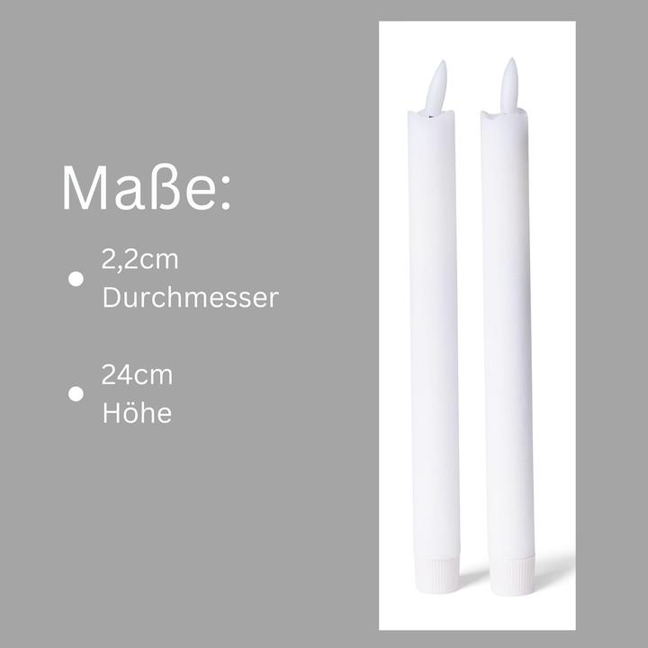 Produktbild Novaliv LED Stabkerze 2er indoor mit Timer Funktion - 6 Stunden - Weiss - 20cm Höhe für 2,2cm Durchmesser / (2 x)