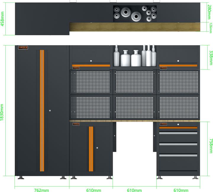 Image du produit CarTech Système d'armoires 13 pcs. (259.20 cm, 183 cm)