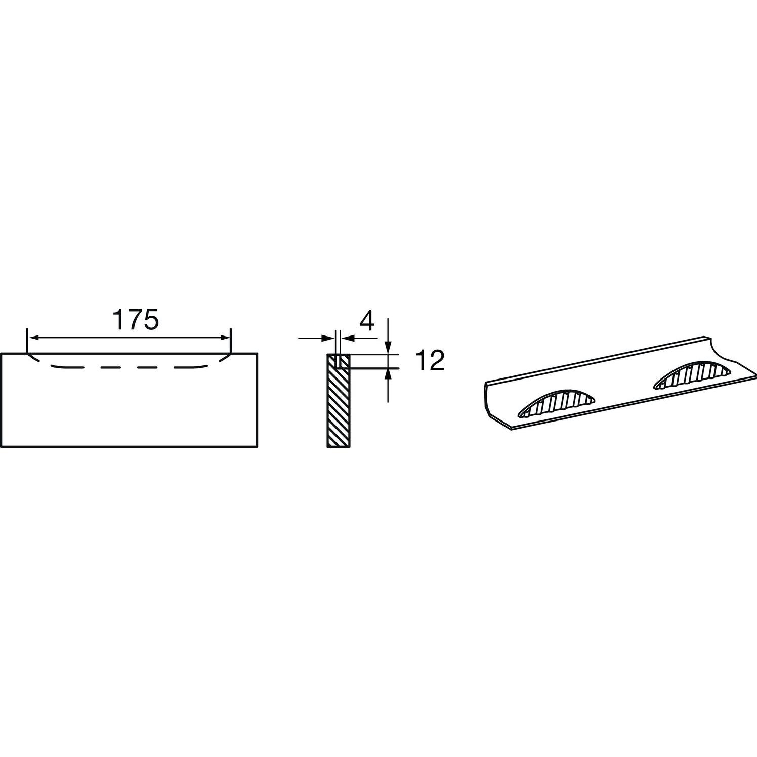 Thumbnail - Siro, Möbelgriff, Griffleiste Chairon Länge 200 mm, ZN vernickelt feingeschliffen