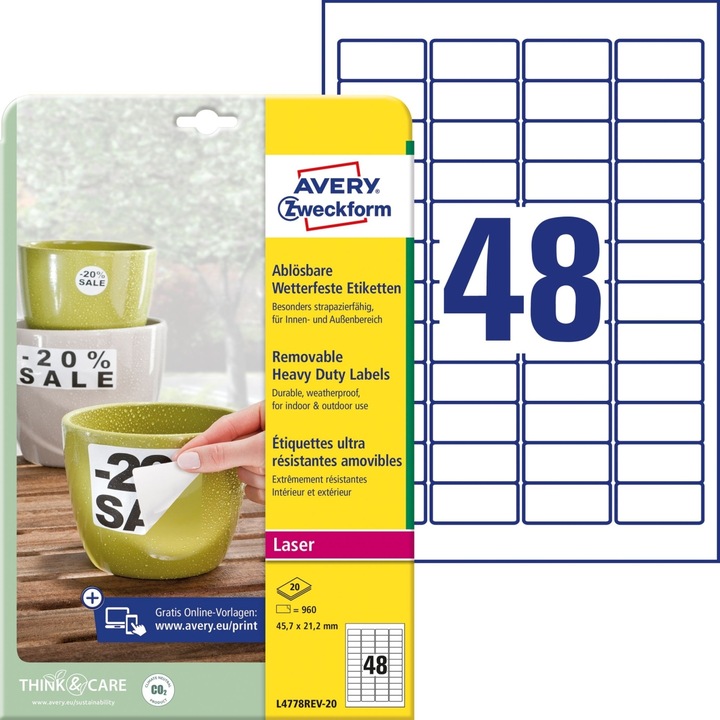 Avery wetterfeste, wiederablösbare Etiketten