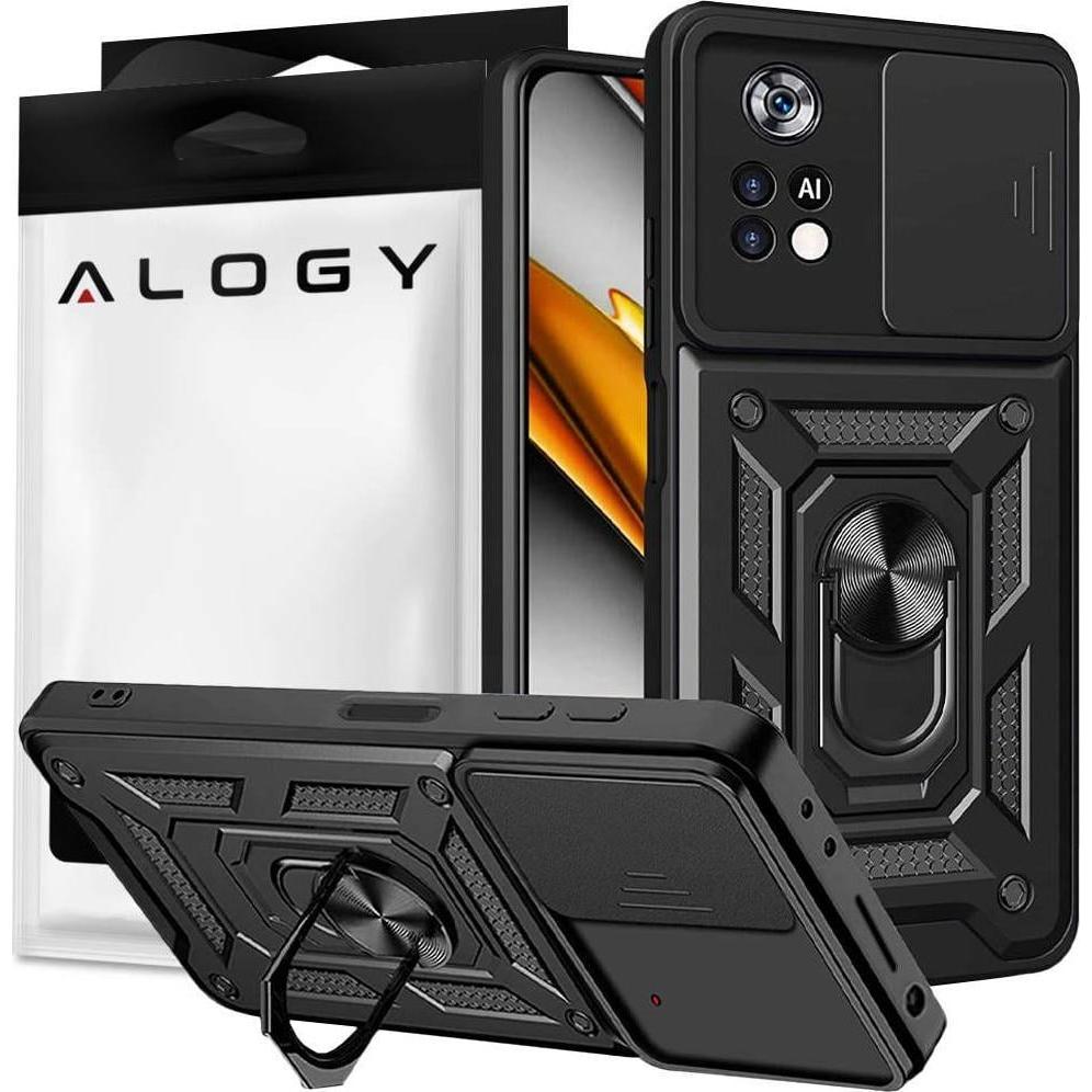 Alogy Camshield Stand Ring Phone Case with Camera Cover for Xiaomi Poco X4 Pro 5G Universal (Xiaomi Poco X4 Pro 5G), Sma...