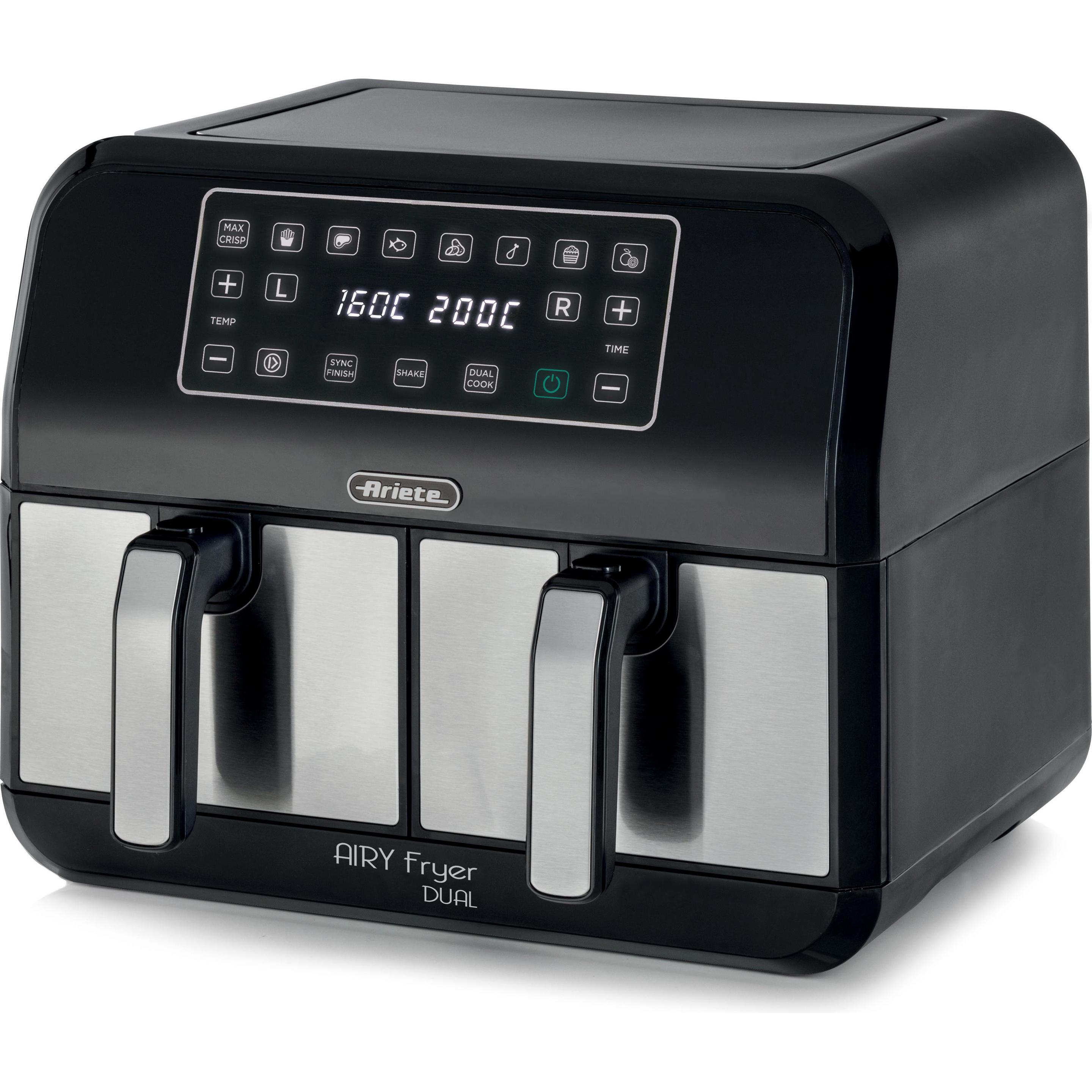 Ariete 4624 Doppel Low Fat, Fritteuse, Schwarz, Silber