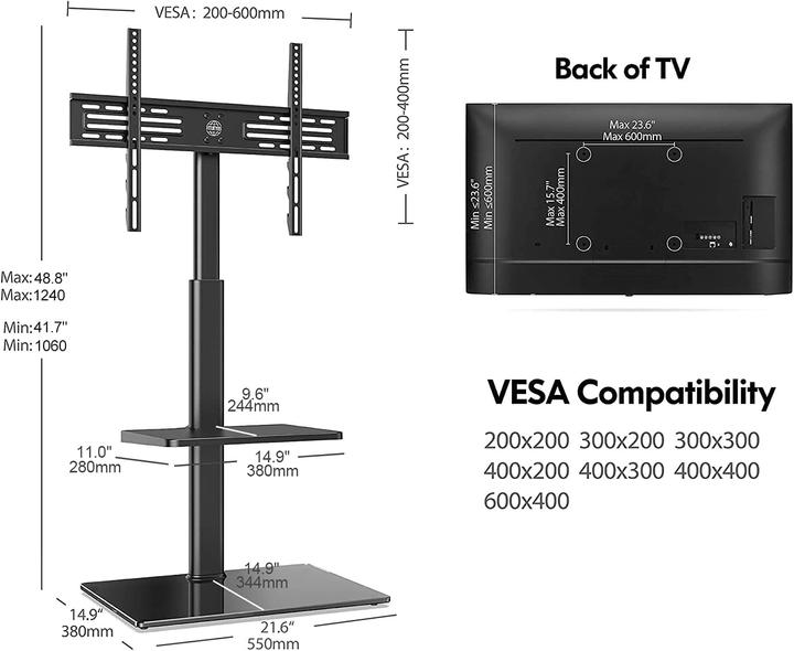 Immagine prodotto Fitueyes Supporto da pavimento per TV (60", 30 kg)