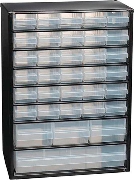 Raaco Kleinteilemagazin B306xT150xH420mm Stahlblech 34 Schubladen Poypropylen schwarz/transparent (30.60 cm, 42 cm)