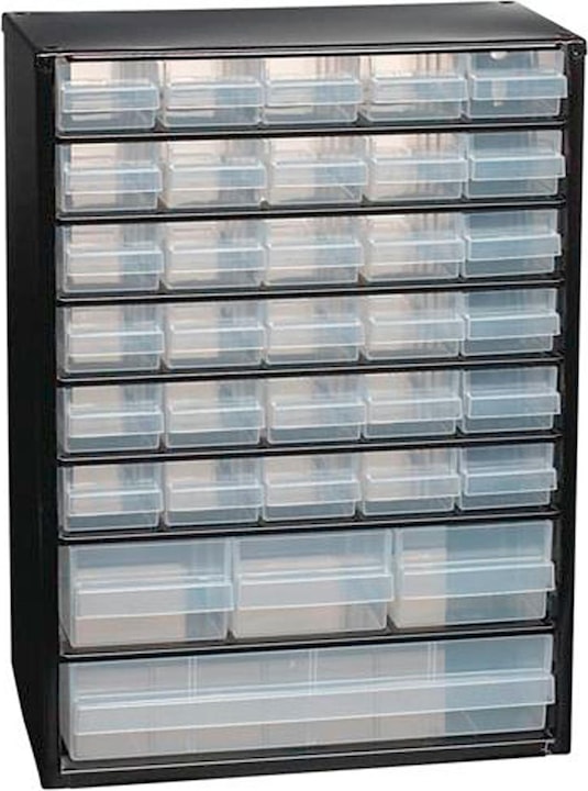 Raaco Kleinteilemagazin B306xT150xH420mm Stahlblech 34 Schubladen Poypropylen schwarz/transparent (30.60 cm, 42 cm)