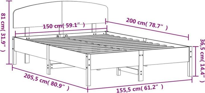 Produktbild vidaXL Bettgestell (150 x 200 cm)