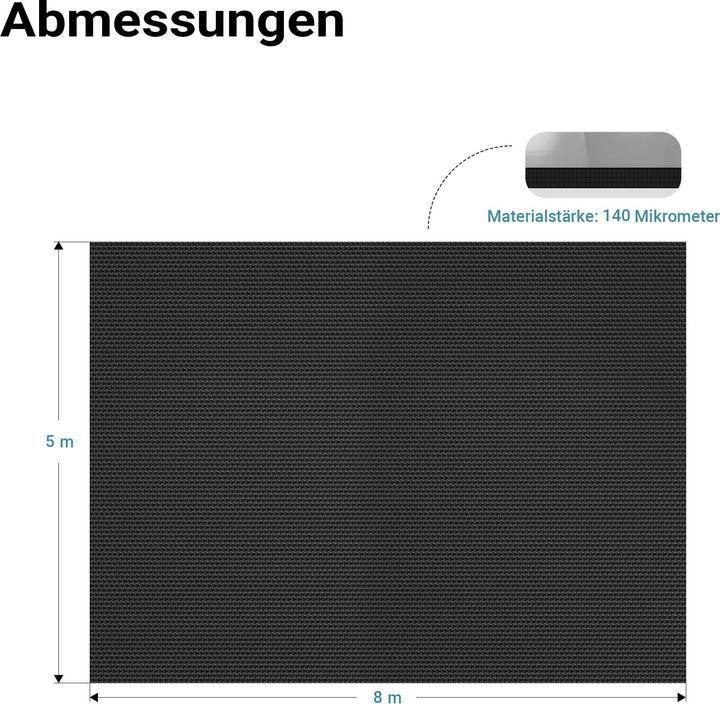 Immagine prodotto Wiltec Pool Solarfolie 5x8m 140µ PE schwarz Poolabdeckung Solarplane Poolheizung
