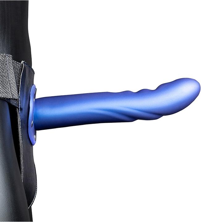 Image du produit Ouch! Textured Curved Hollow Strap-on - 8" / 20 cm - Met Blue