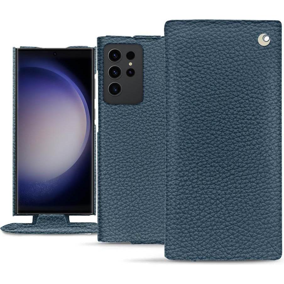 Noreve Lederschutzhülle vertikal (Samsung Galaxy S23 Ultra), Smartphone Hülle, Blau