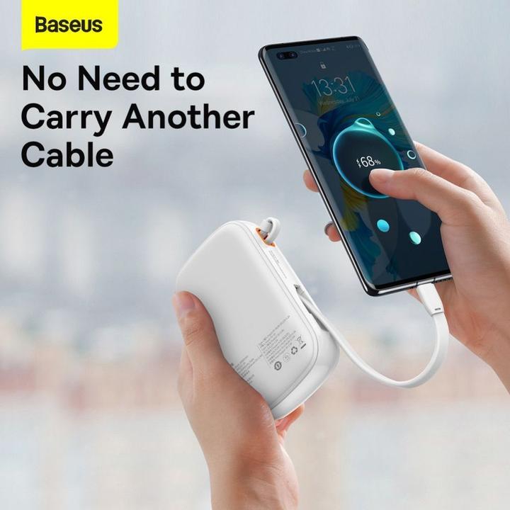 Actual product image Baseus Powerbank Qpow PRO with cable, 20000mAh, 22.5W (White) (20000 mAh, 22.50 W, 76 Wh)