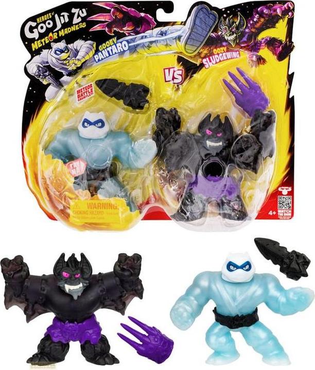 Actual product image Moose Heroes of Goo Jit Zu Meteor Madness Dehnbare Figuren 2er-Pack Pantaro vs. Sludgewing 12 cm