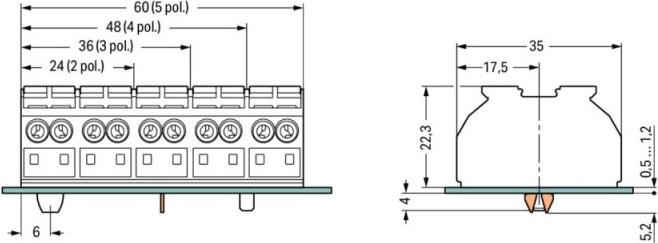 Produktbild Wago 4-conductor chassis-mount terminal strip