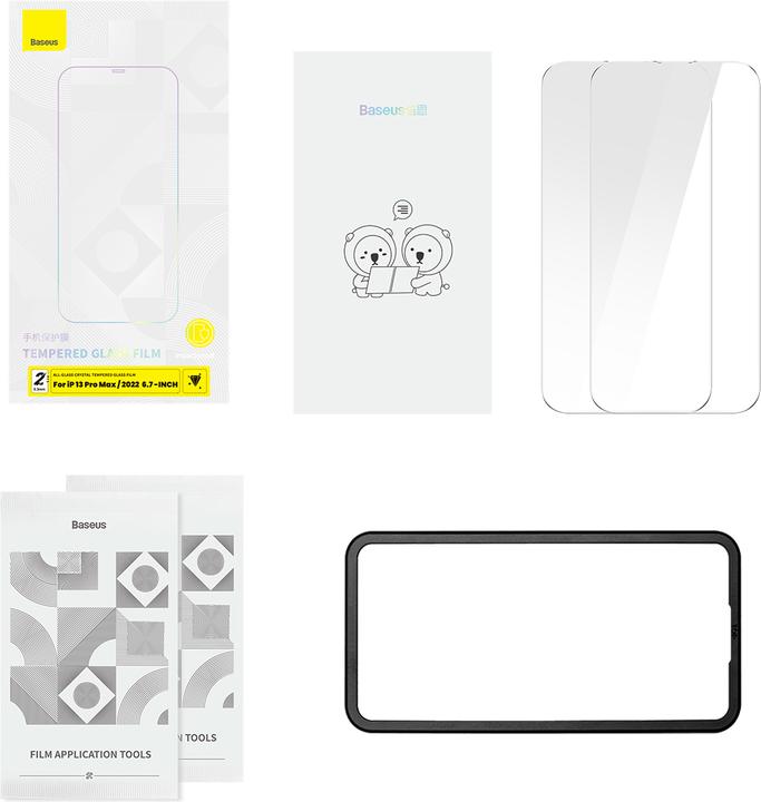 Image du produit Baseus Tout-verre Crystal Tempered Glass EasyStick Film iP14 (Pack de 2) (2 pcs, Apple iPhone 13 Pro Max, Apple iPhone 14 Plus)