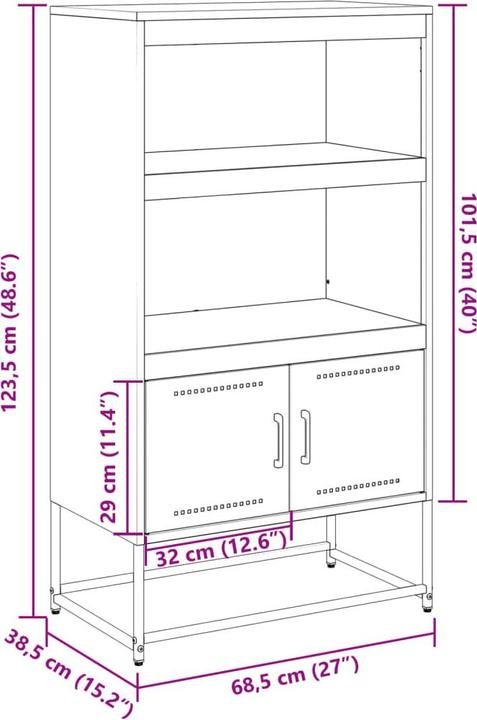 Produktbild vidaXL Highboard (68.50 x 38.50 x 107 cm)