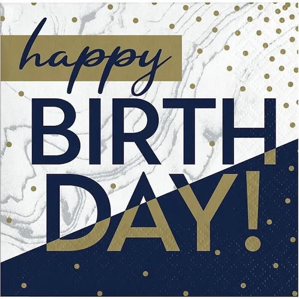 Produktbild Creative Converting Serviettes d'anniversaire Navy & Gold