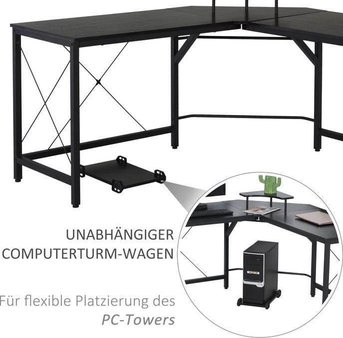 Actual product image Swisshandel24 Corner desk L-shaped computer desk Desk with monitor stand, office desk in industrial design