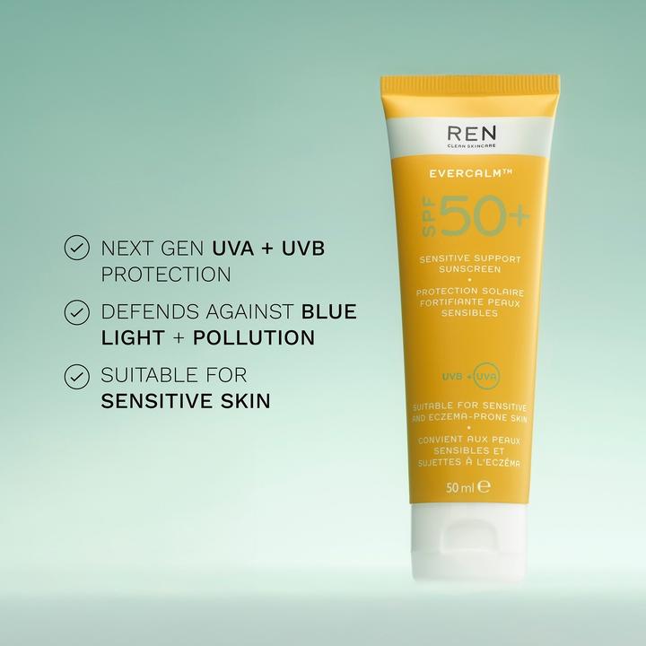 Actual product image Ren Evercalm Sensitive Support Sunscreen SPF50+ (Suntan cream, SPF 50+, 50 ml, 50 g)