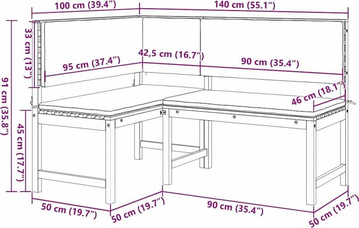 Produktbild vidaXL 2-teiliges Garten-Esszimmer-Set mit Kissen aus massivem Akazienholz