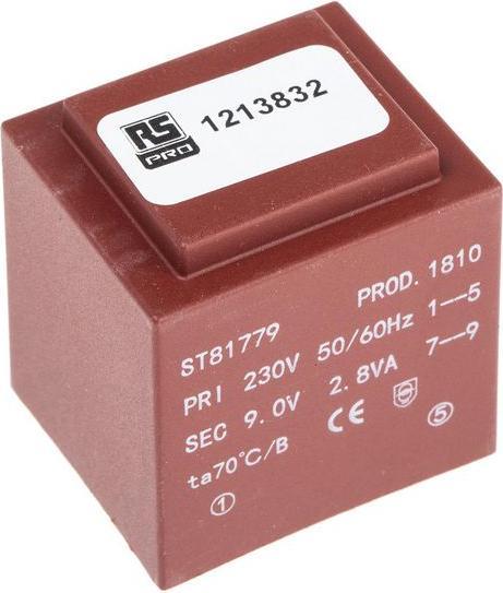 Immagine prodotto RS PRO PCB Mount Transformer 2.8VA 1x9 o/p