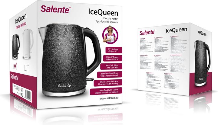 Image du produit Salente IceQueen, bouilloire à ébullition rapide 1.7 l, acier inoxydable, noir (1.70 l)